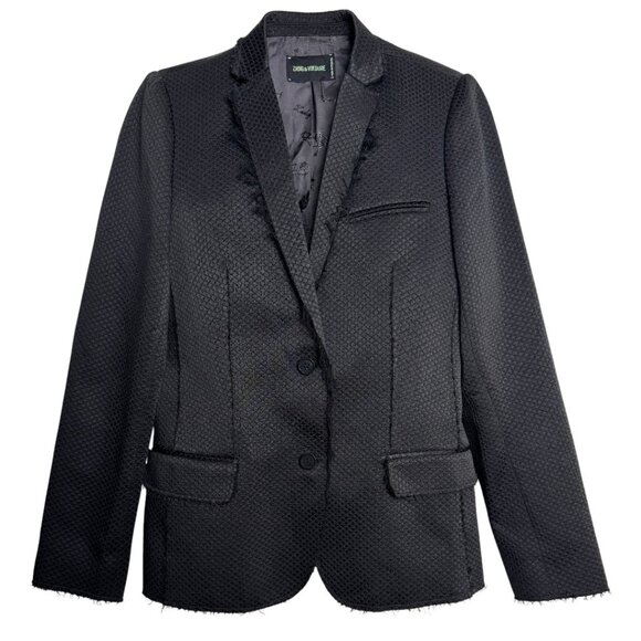 ZADIG & VOLTAIRE VIRGIN BF RAW EDGE BLACK BLAZER WOMEN’S 36/SIZE 2- 4 - Picture 1 of 7